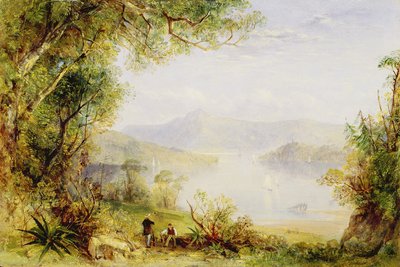 Uitzicht op de Hudson River, c.1840-45 door Thomas Creswick