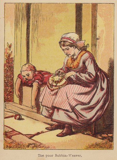 De arme Bobbin-Weaver door Thomas Dalziel