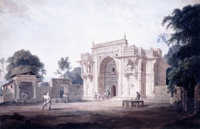 Een poort die leidt naar een moskee, Chunargarh, Uttar Pradesh, c. 1789-90 door Thomas Daniell