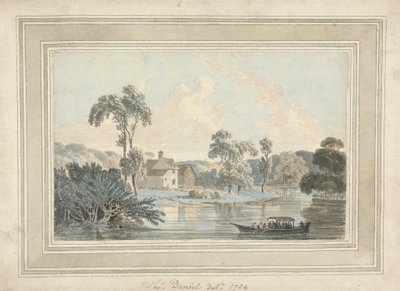 Boerderij, Rivier en Schuit door Thomas Daniell
