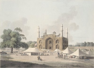Poort van het graf van keizer Akbar in Secundra, bij Agra door Thomas Daniell