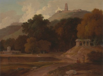 Heuvelachtig landschap in India door Thomas Daniell