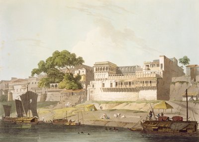 Deel van de stad Patna, aan de rivier de Ganges, uit 