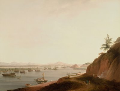 Schepen op de Whampoa-rivier door Thomas Daniell