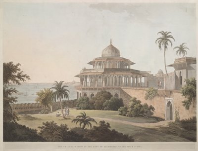 De Chalees Satoon in het fort van Allahabad aan de rivier Jumna door Thomas Daniell
