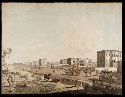 De Nieuwe Gebouwen bij Chouringhee uit Zichten van Calcutta door Thomas Daniell