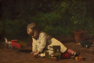 Baby aan het Spelen door Thomas Eakins