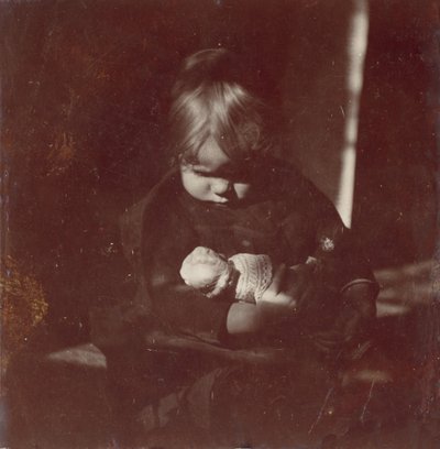 Betty Reynolds met Pop op Schoot, ca. 1885 door Thomas Eakins