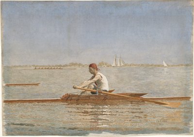 John Biglin in een enkele skiff, 1873 door Thomas Eakins