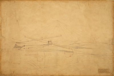 Perspectieftekening voor De Biglin Broers Draaien De Paal door Thomas Eakins
