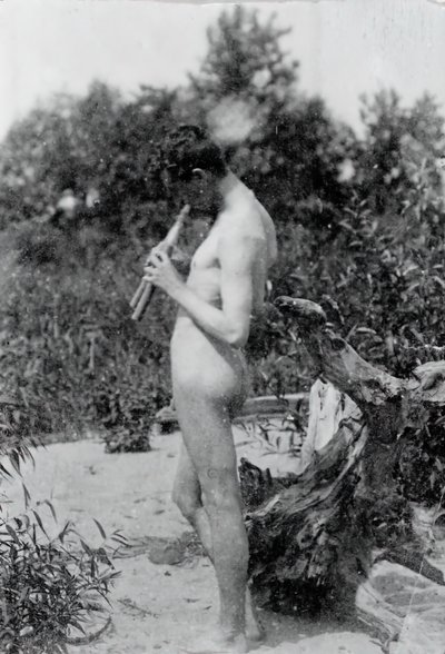 Staande Fluitspeler Studie voor Arcadia, ca. 1883 door Thomas Eakins