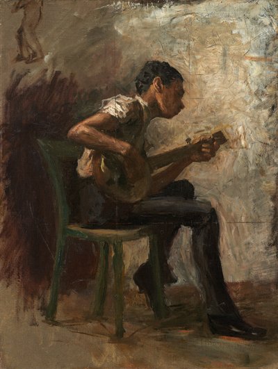Studie voor "Negro Boy Dancing": De Banjo Speler door Thomas Eakins