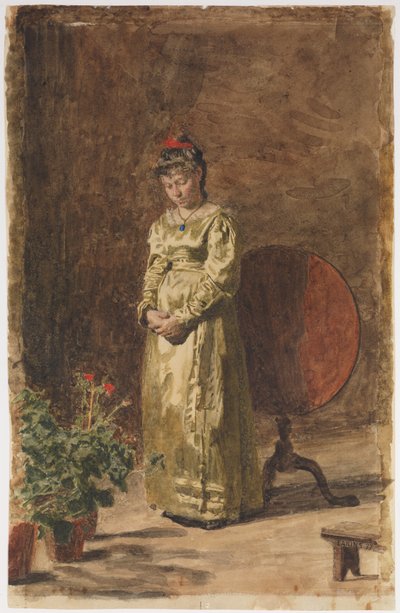 Jong meisje in gedachten door Thomas Eakins