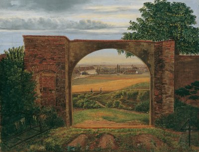 De begraafplaatspoort (begraafplaats bij Wenen) door Thomas Ender