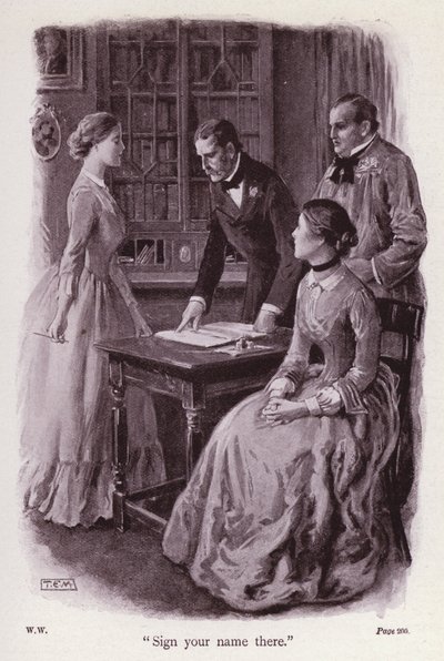 Illustratie voor The Woman In White door Wilkie Collins door Thomas Eyre Macklin