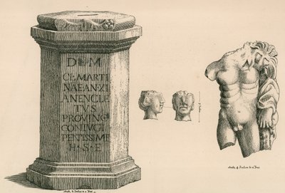 Een voetstuk en fragment van het standbeeld van Hercules van Romeinse makelij door Thomas Fisher Hoxton
