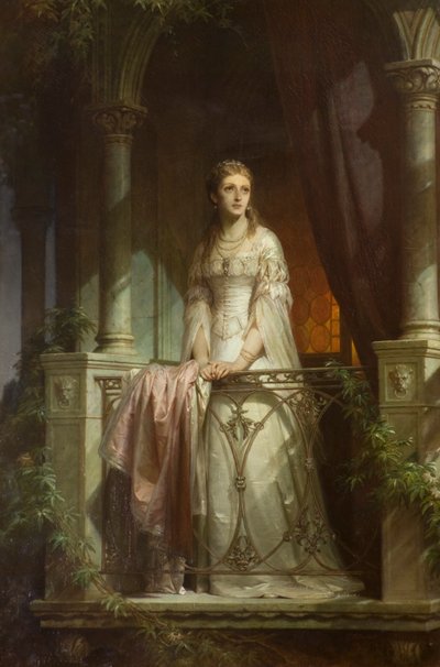 Juliet op het balkon door Thomas Francis Dicksee