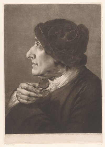 Man met een bril in zijn hand door Thomas Frye