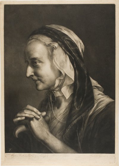 Oude Vrouw die op een Stok Leunt, uit Levensgrote Hoofden door Thomas Frye