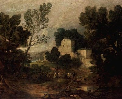 Een romantisch landschap door Thomas Gainsborough
