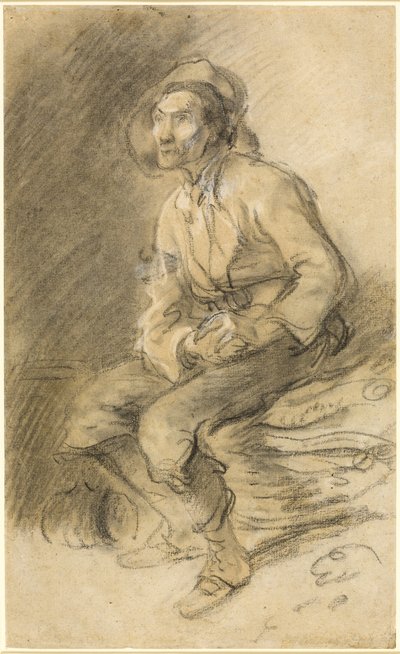 Een houthakker zittend op een bundel takkenbossen door Thomas Gainsborough
