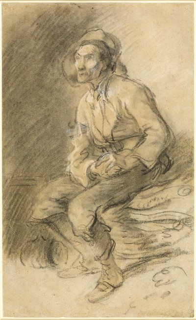 Een houthakker zittend op een bundel takkenbossen door Thomas Gainsborough