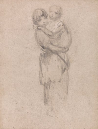 Een Jong Meisje dat een Kind Vasthoudt door Thomas Gainsborough