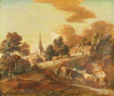 Een Denkbeeldig Bosdorp met Veedrijvers en Vee door Thomas Gainsborough