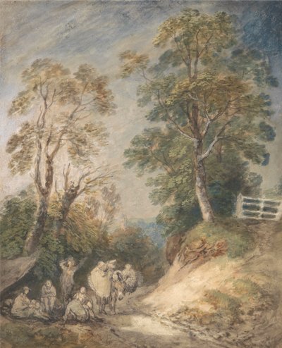 Landweg met rustende zigeuners door Thomas Gainsborough