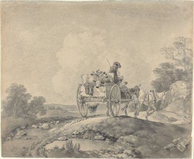 Veedrijver met kalveren in een landelijke kar door Thomas Gainsborough