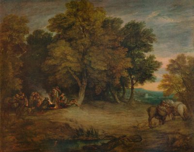 Zigeunerkamp: Zonsondergang, ca. 1758, 1935 door Thomas Gainsborough