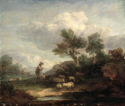 Landschap met schapen door Thomas Gainsborough