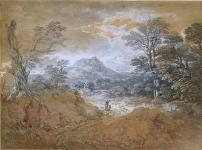 Landschap met een weg aan de rand van een bos, 1760-1765 door Thomas Gainsborough