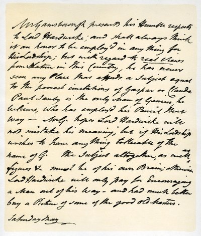 Brief van Thomas Gainsborough aan Lord Hardwicke door Thomas Gainsborough