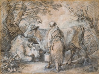 Melkmeisje met twee koeien door Thomas Gainsborough