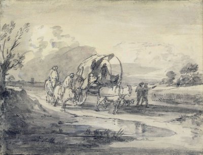Open Landschap met Herder en Overdekte Kar, c.1780-85 door Thomas Gainsborough