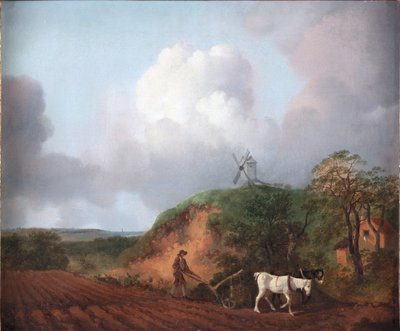 Boer ploegt met twee paarden, 1750-1753 door Thomas Gainsborough
