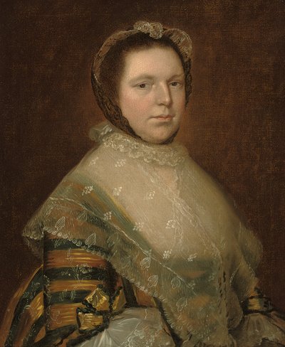 Portret van Elizabeth Prowse, halflang, in een blauwe en gouden jurk door Thomas Gainsborough
