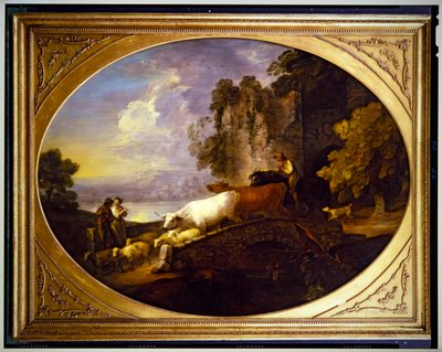 Rivierlandschap met Rustieke Geliefden door Thomas Gainsborough