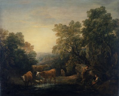 Rotsachtig landschap met Hagar en Ismaël door Thomas Gainsborough