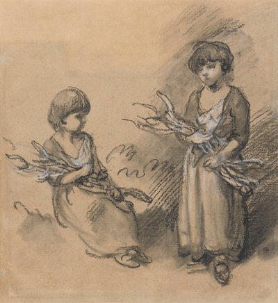 Studies van meisjes die takken dragen door Thomas Gainsborough