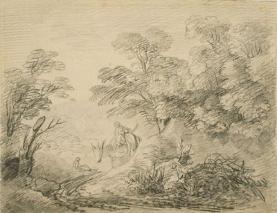 Boslandschap met Ezel en Figuren, c.1759 door Thomas Gainsborough