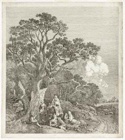 Bosrijk Landschap met Zigeuners Rond een Vuur door Thomas Gainsborough