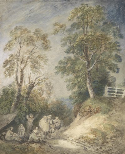 Boslandschap met Zigeunerkamp, ca. 1760-65 door Thomas Gainsborough