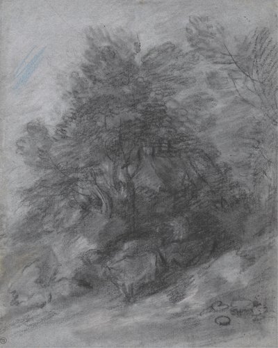 Bosrijk Landschap met Herder, Koeien en Huisje door Thomas Gainsborough