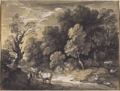 Boslandschap met herder en vee, ca. 1775-80 door Thomas Gainsborough