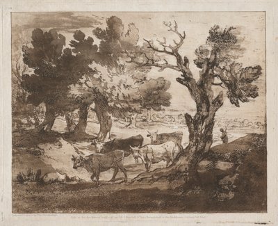 Boslandschap met herder en koeien door Thomas Gainsborough