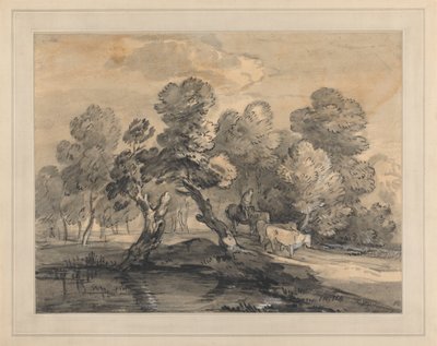 Boslandschap met herder en koeien door Thomas Gainsborough