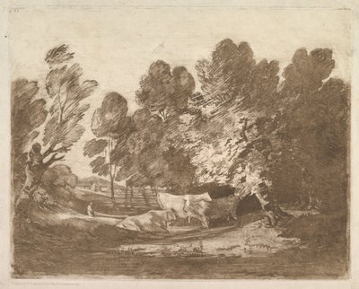 Boslandschap met herders en koeien, 1 augustus 1797 door Thomas Gainsborough