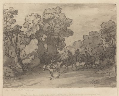 Boslandschap met ruiters door Thomas Gainsborough